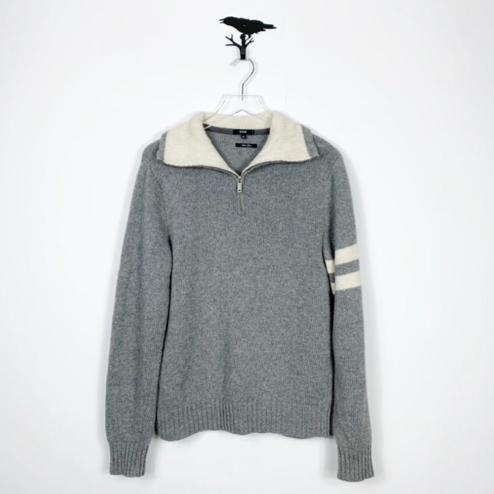 Benson Gray Wool Blend 1/4 Zip Sweater